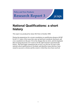 National Qualifications: a Short History