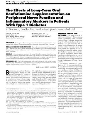 The Effects of Long-Term Oral Benfotiamine Supplementation On