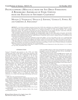 Aremarkable Assemblage of Fossil Chitons from the Pliocene of Southern California1