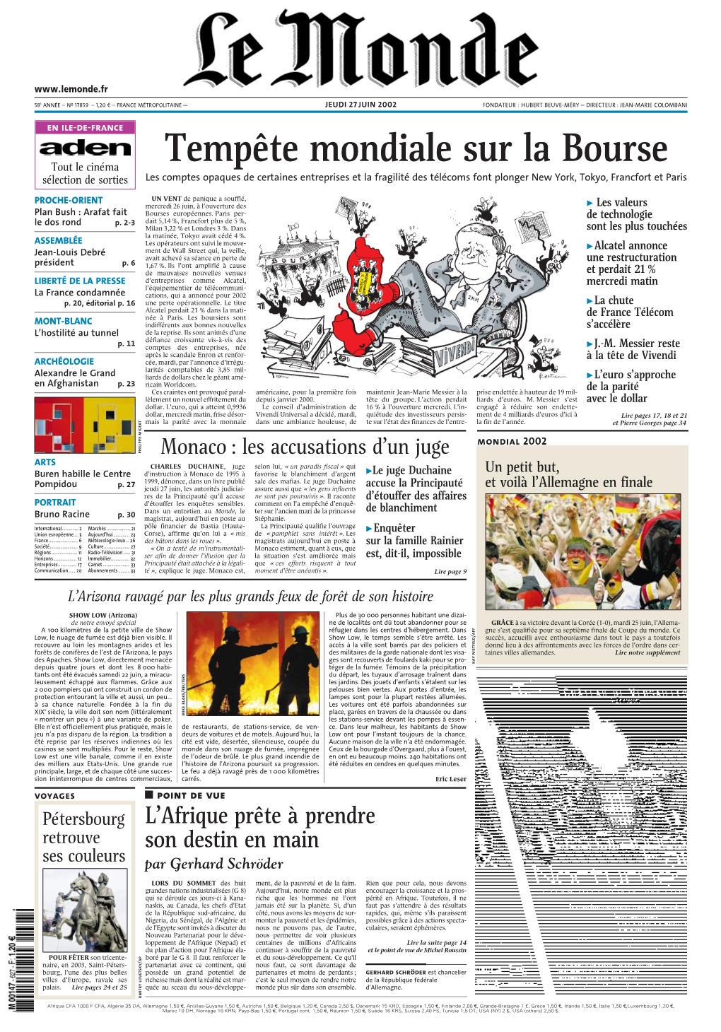 LE MONDE/PAGES<UNE>