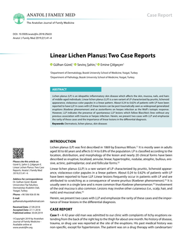 Linear Lichen Planus: Two Case Reports