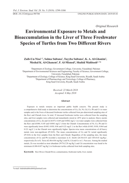 Environmental Exposure to Metals and Bioaccumulation in the Liver of Three Freshwater Species of Turtles from Two Different Rivers