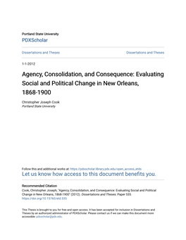 Evaluating Social and Political Change in New Orleans, 1868-1900