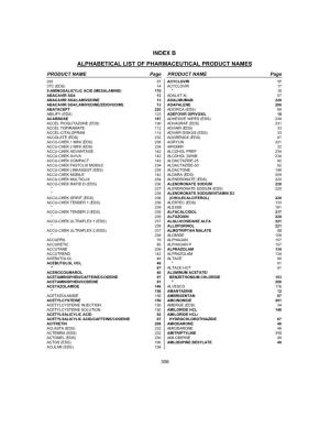 Index B Alphabetical List of Pharmaceutical Product Names