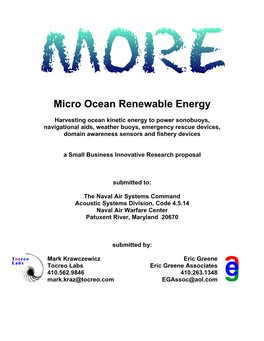 Micro Ocean Renewable Energy