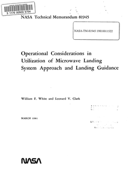 Operational Considerations in Utilization of Microwave Landing System Approach and Landing Guidance