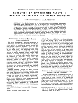 Divaricating Plants in New Zealand in Relation to Moa Browsing