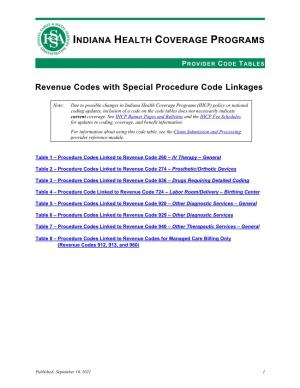 Revenue Codes with Special Linkages