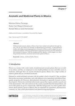 Aromatic and Medicinal Plants in Mexico