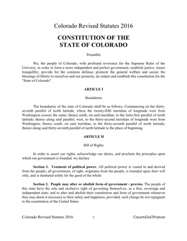 Constitution of the State of Colorado