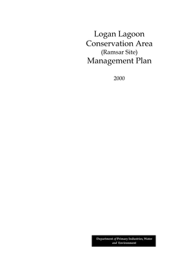 Logan Lagoon Conservation Area Management Plan