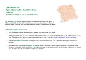 Defra Statistics: Agricultural Facts – Yorkshire & the Humber
