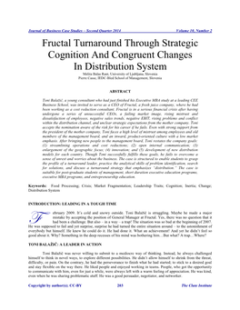 Fructal Turnaround Through Strategic Cognition and Congruent Changes in Distribution System