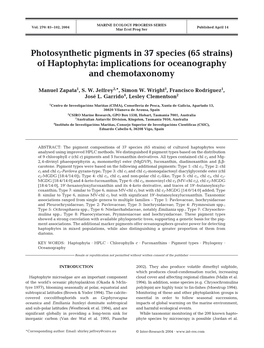 Photosynthetic Pigments in 37 Species (65 Strains) of Haptophyta: Implications for Oceanography and Chemotaxonomy