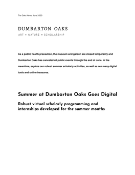 Summer at Dumbarton Oaks Goes Digital