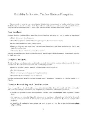 Probability for Statistics: the Bare Minimum Prerequisites