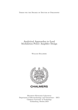 Analytical Approaches to Load Modulation Power Amplifier Design