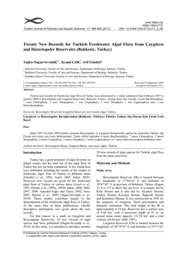 Twenty New Records for Turkish Freshwater Algal Flora from Çaygören and Ikizcetepeler Reservoirs (Balıkesir, Turkey)