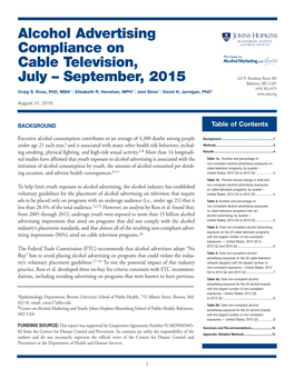 Alcohol Advertising Compliance on Cable Television, July-September
