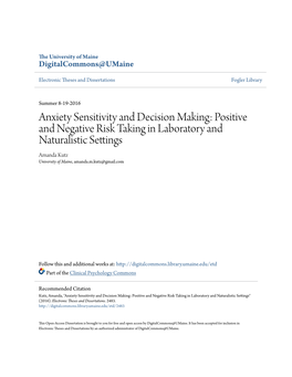 Anxiety Sensitivity and Decision Making