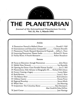 THE Planetarian Journal of the International Planetariu1n Society Vol