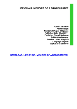 {DOWNLOAD} Life on Air: Memoirs of a Broadcaster