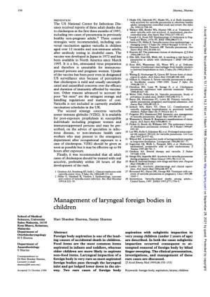 Management of Laryngeal Foreign Bodies in Children