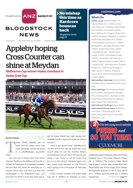 Appleby Hoping Cross Counter Can Shine at Meydan | 2 | Saturday, March 30, 2019
