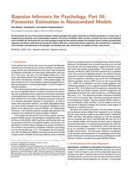 Bayesian Inference for Psychology, Part III: Parameter Estimation in Nonstandard Models