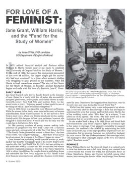 For Love of a Feminist: Jane Grant, William Harris, and the “Fund for the Study of Women”