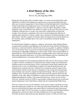 A Brief History of the ABA John Locke Vol 12, #1, P.8 (Aug-Sep 1996)