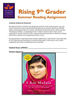 Rising 9Th Graders Will Read I Am Malala
