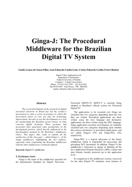 Ginga-J: the Procedural Middleware for the Brazilian Digital TV System