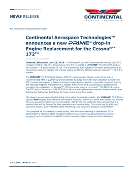 Continental Aerospace Technologies™ Announces a New Prime™ Drop