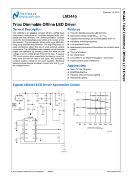 LM3445 Triac Dimmable Offline LED Driver