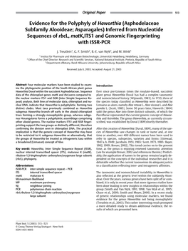 Evidence for the Polyphyly of Haworthia