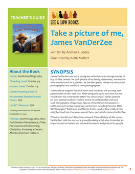 Take a Picture of Me, James Vanderzee! TEACHER’S GUIDE