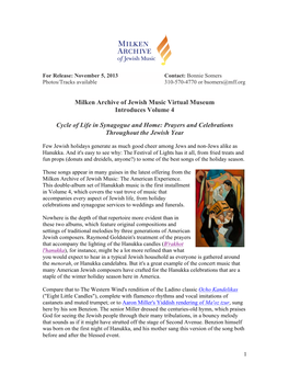 Milken Archive of Jewish Music Virtual Museum Introduces Volume 4