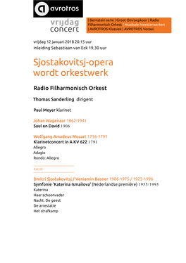 Sjostakovitsj-Opera Wordt Orkestwerk
