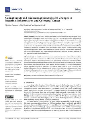 Cannabinoids and Endocannabinoid System Changes in Intestinal Inﬂammation and Colorectal Cancer