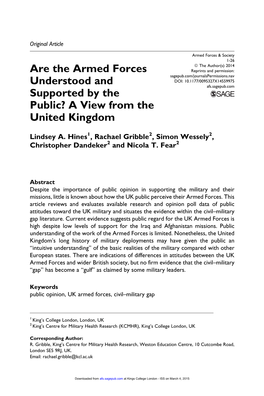 Are the Armed Forces Understood and Supported by the Public?