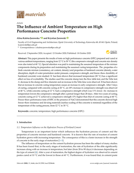 The Influence of Ambient Temperature on High Performance Concrete