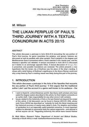 The Lukan Periplus of Paul's Third Journey with A