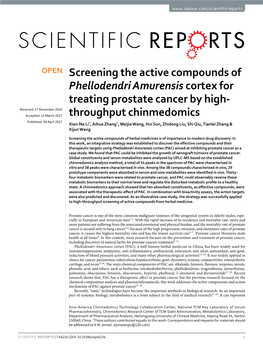 Screening the Active Compounds of Phellodendri Amurensis Cortex for Treating Prostate Cancer by High-Throughput Chinmedomics