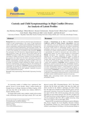 Custody and Child Symptomatology in High Conflict Divorce: an Analysis of Latent Profiles Characterized by Hostility, Escalating Distress, and Detachment