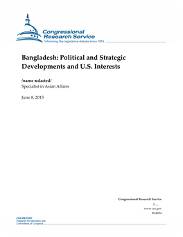 Bangladesh: Political and Strategic Developments and U.S