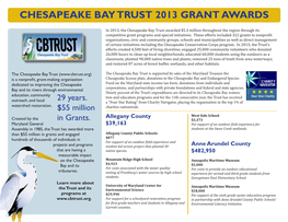 Chesapeake Bay Trust 2013 Grant Awards