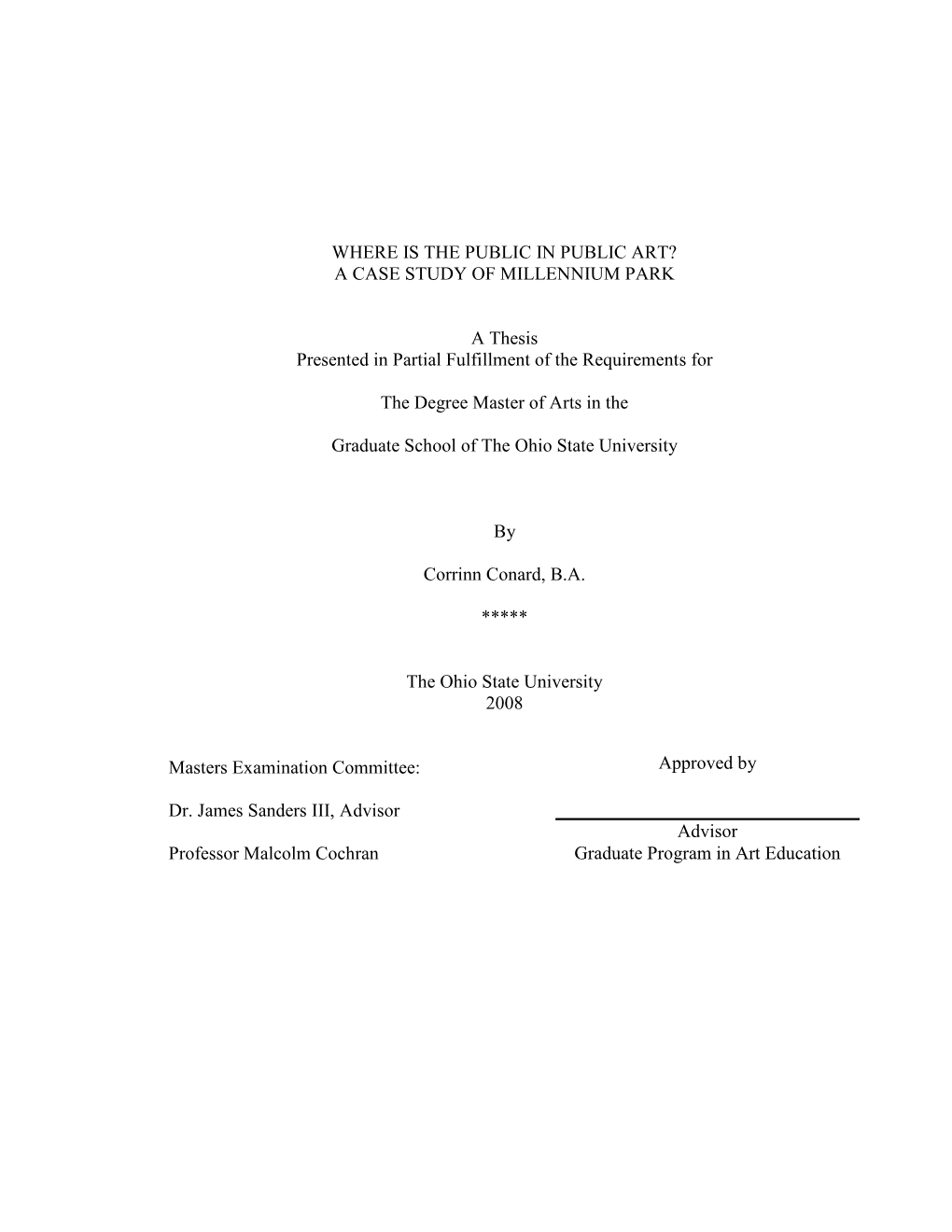 Masters Thesis