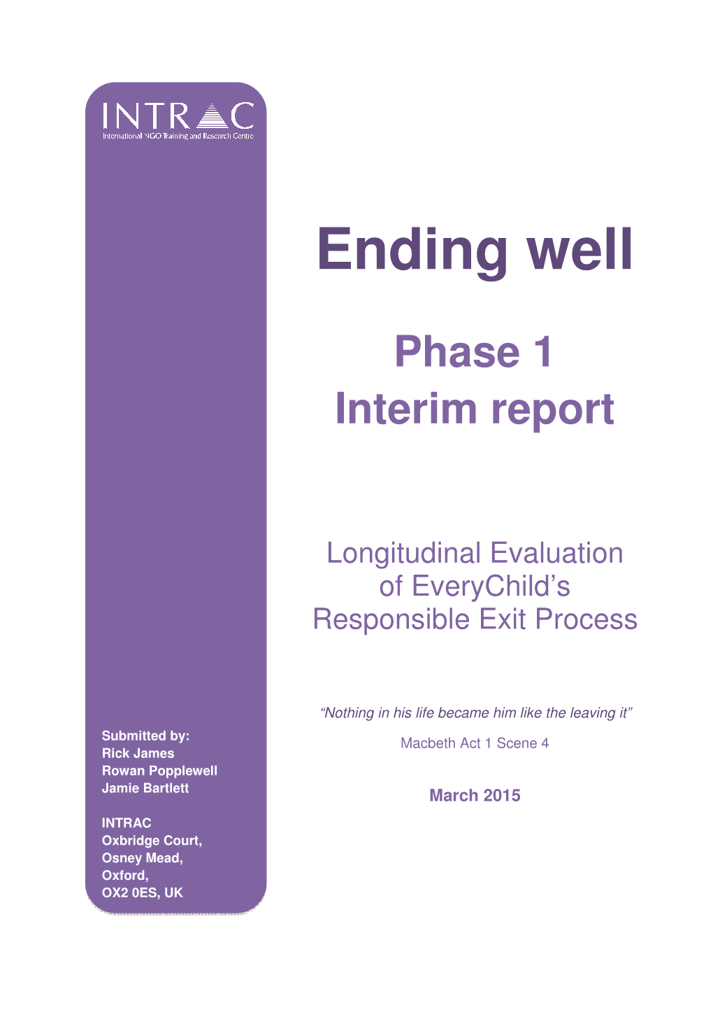 Ending Well: a Longitudinal Evaluation of Everychild's