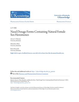 Nasal Dosage Forms Containing Natural Female Sex Horomones Anwar A